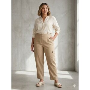 Woolworths Khaki Cargo Utility Pants  Size 16 Sustainable Blend Safari Trousers